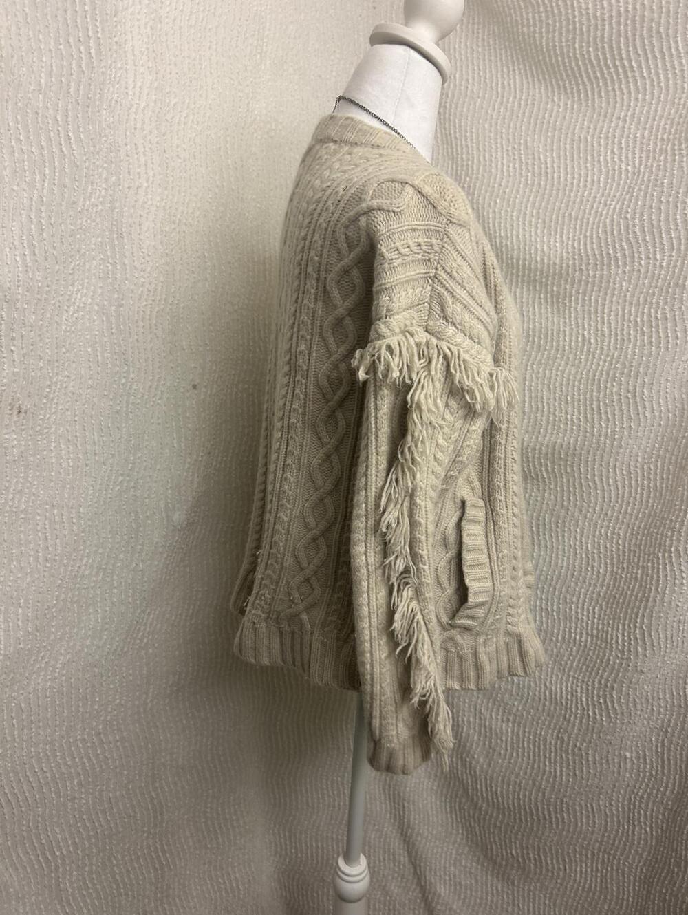 Madewell Fringe Cable Knit Cardigan S Merino Wool Oversized Boho - Picture 3 of 8